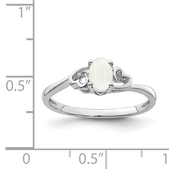 Sterling Silver October Birthstone Lab Created Opal Heart