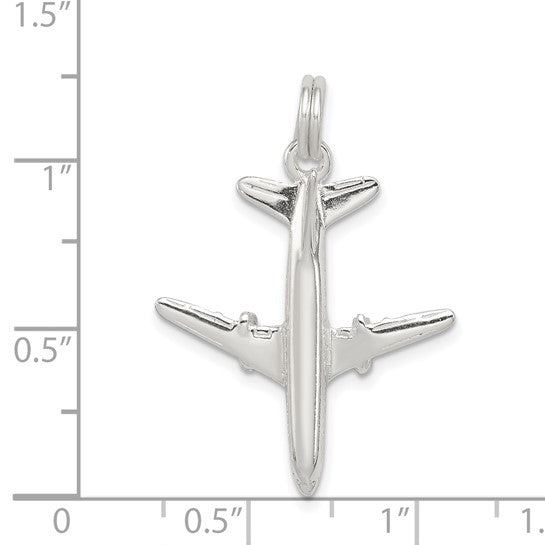 White Gold Filled Sterling Silver Pilot Air Plane Pendant