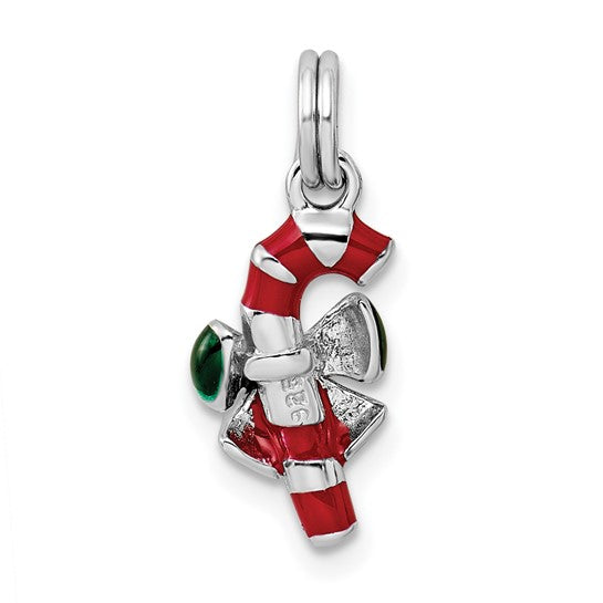 White Gold Filled Sterling Silver Candy Cane Pendant