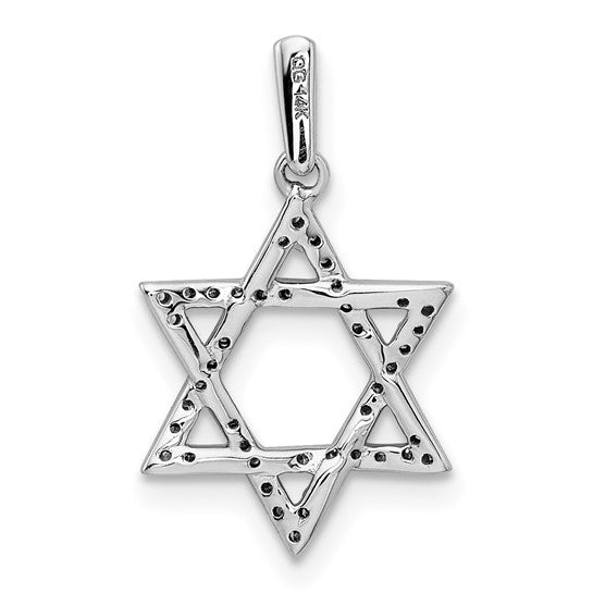 14K White Gold Star Of David 1/8 Diamond Ct Pendant