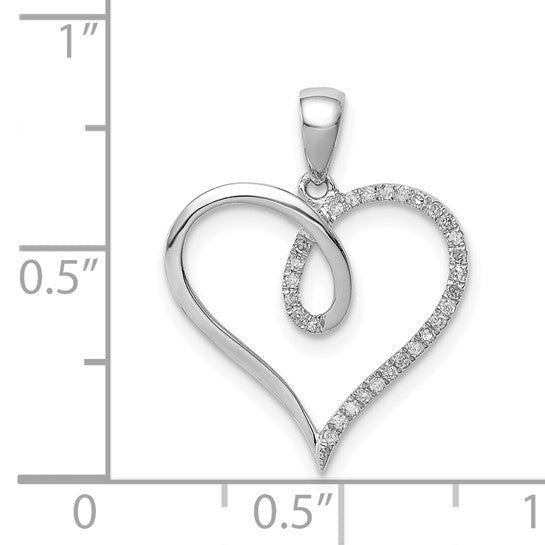 White Gold Filled Sterling Silver Heart Diamond Crest Pendant