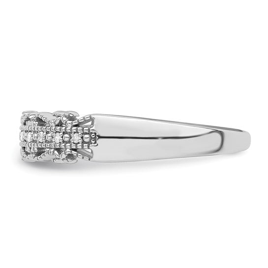 White Gold Filled Sterling Silver Fancy Cut Band Ring