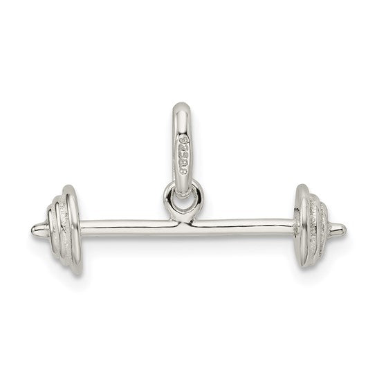 Sterling Silver 3D Weight Lifter Barbell Pendant