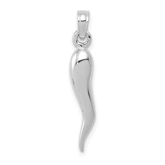 10K/14K Yellow White Rose Gold Italian Horn Medium Size Pendant 3D Solid