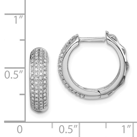 White Gold Filled Sterling Silver Diamond Hoop Earrings