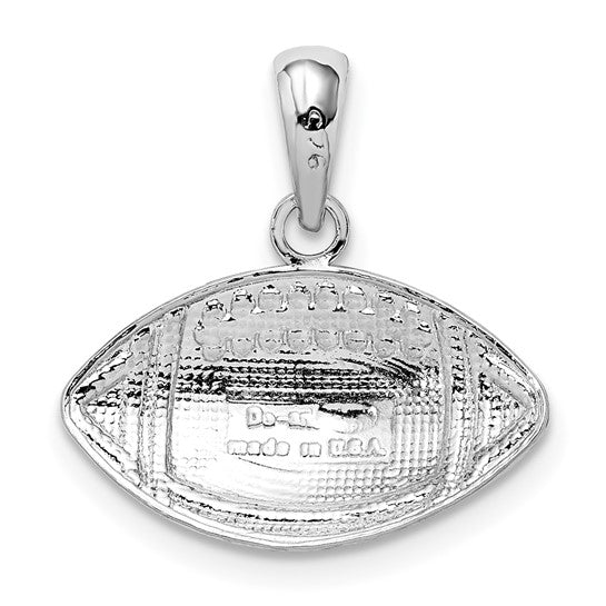 Sterling Silver Football Sports Pendant White Gold Plated
