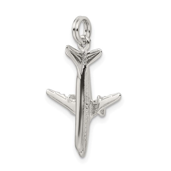 White Gold Filled Sterling Silver Pilot Air Plane Pendant