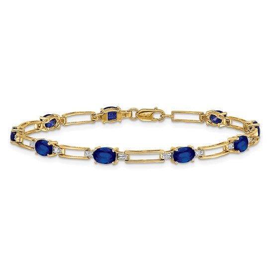 14 Yellow Gold White Gold Open Natural Sapphire & Diamond Bracelet