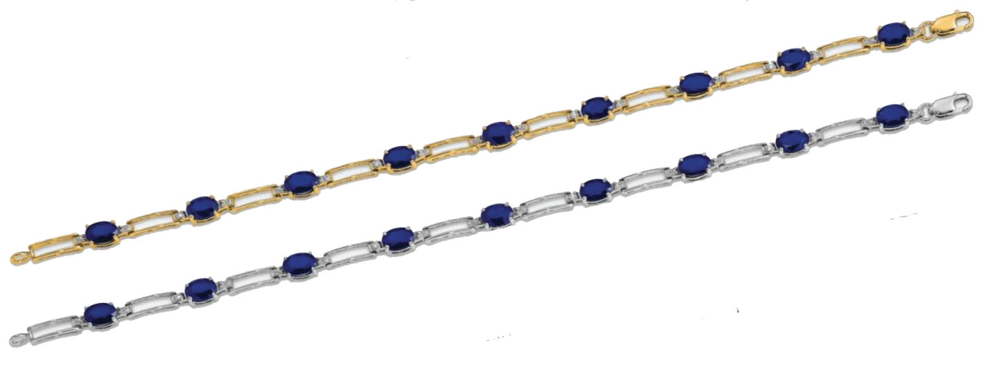 14 Yellow Gold White Gold Open Natural Sapphire & Diamond Bracelet