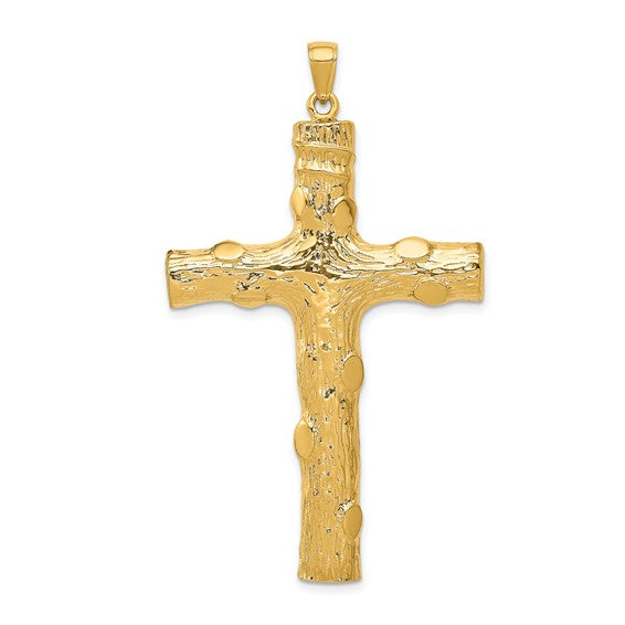 Latin Log Cross Pendant 14K/10K White Yellow Gold