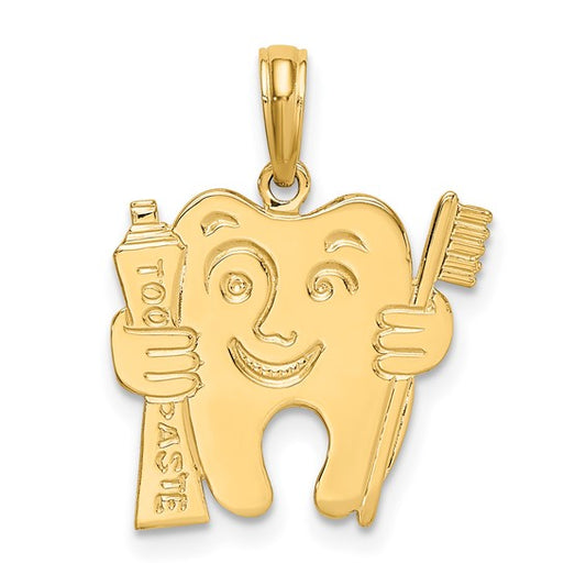 14K Yellow Gold Dental Hygienist Dentist Pendant