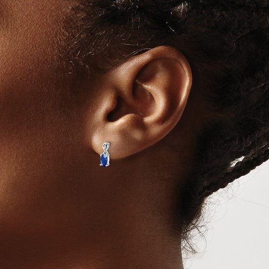 Sterling Silver Natural Sapphire & Diamond Drip Earrings