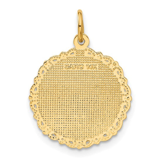 14K Yellow Gold RN Registered Nurse Disk Pendant