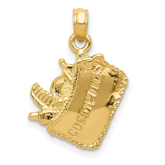 14K Yellow Gold Cosmetics 3D Purse Make Up Artist Pendant