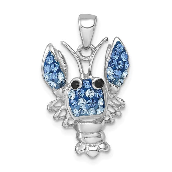 Sterling Silver Blue Lobster Crystal Pendant
