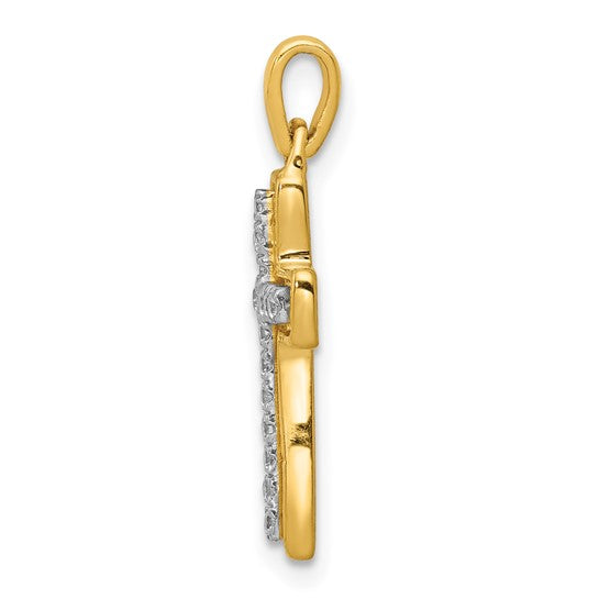 10K/14K Yellow Gold 1/8 Carat Diamond Cross Pendant