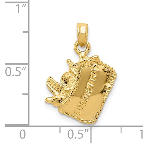 14K Yellow Gold Cosmetics 3D Purse Make Up Artist Pendant