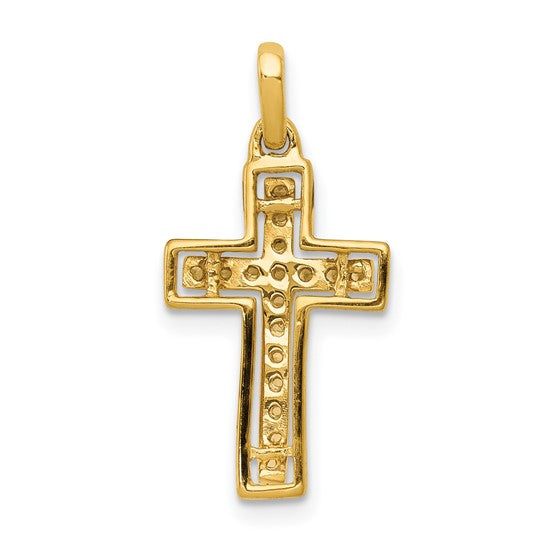 10K/14K Yellow Gold 1/8 Carat Diamond Cross Pendant