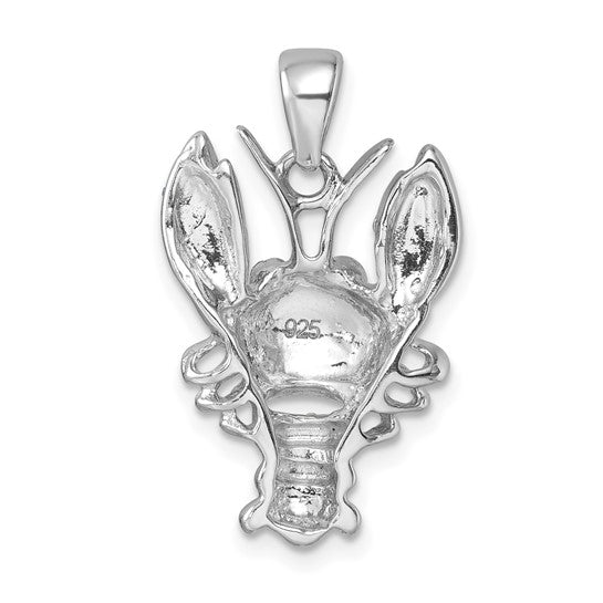 Sterling Silver Blue Lobster Crystal Pendant