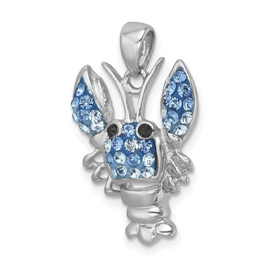 Sterling Silver Blue Lobster Crystal Pendant