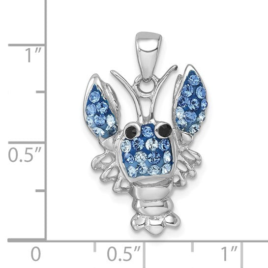 Sterling Silver Blue Lobster Crystal Pendant
