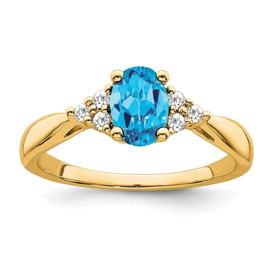 14K White/Yellow Gold Blue Topaz & Diamond Cluster Halo Ring