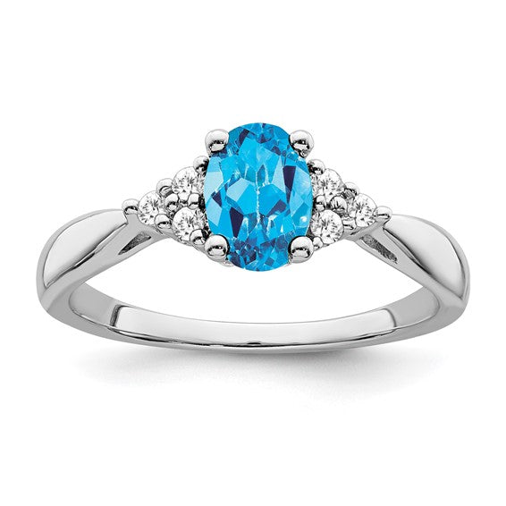 14K White/Yellow Gold Blue Topaz & Diamond Cluster Halo Ring