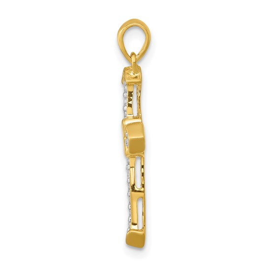 14K Yellow/White Gold X Weaved 1/5 Carat Diamond Cross