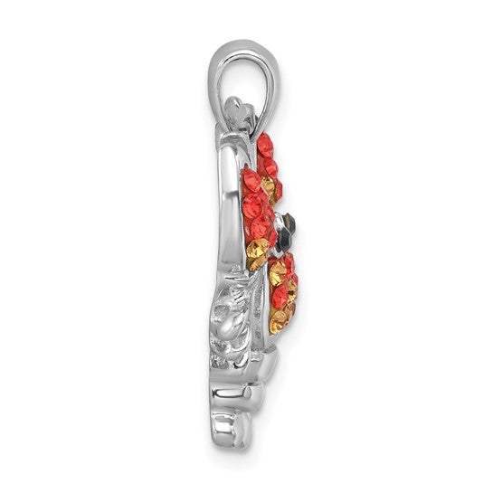 Sterling Silver Orange Lobster Crystal Pendant