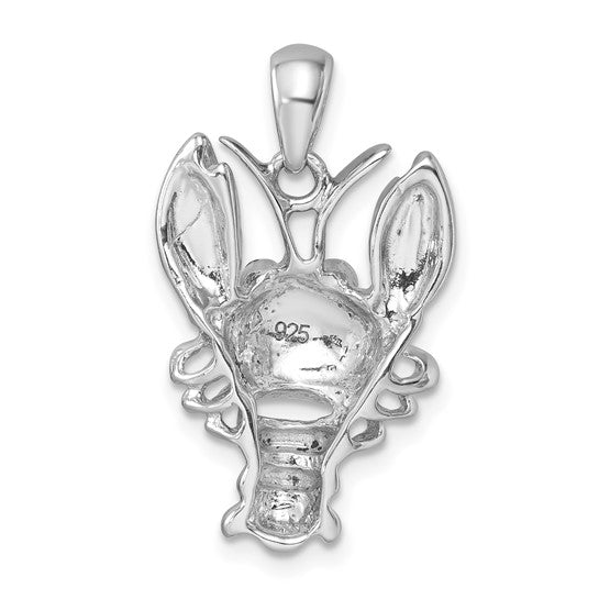 Sterling Silver Orange Lobster Crystal Pendant