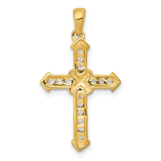 14K Yellow/White Gold X Weaved 1/5 Carat Diamond Cross