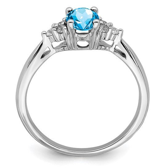 14K White/Yellow Gold Blue Topaz & Diamond Cluster Halo Ring