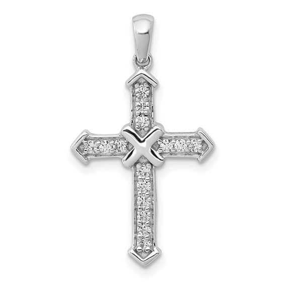 14K Yellow/White Gold X Weaved 1/5 Carat Diamond Cross