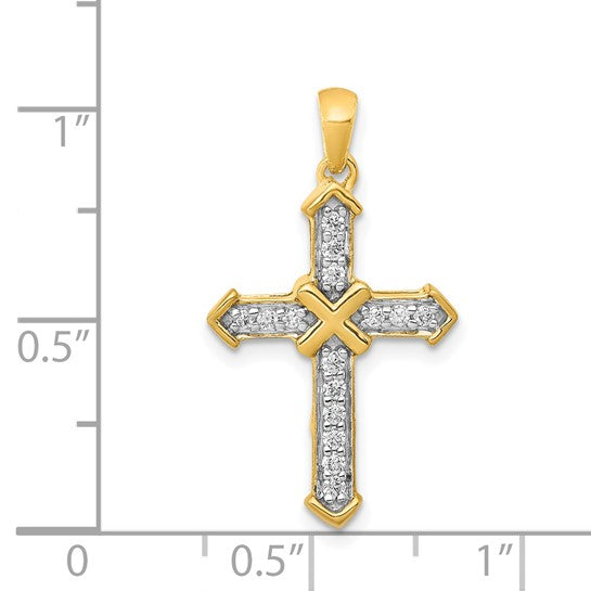 14K Yellow/White Gold X Weaved 1/5 Carat Diamond Cross