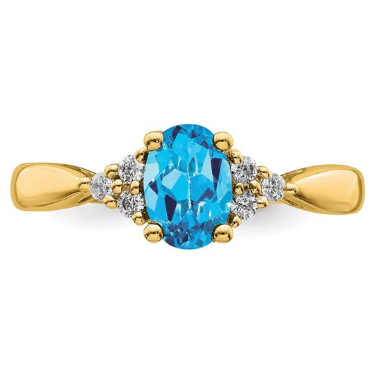 14K White/Yellow Gold Blue Topaz & Diamond Cluster Halo Ring