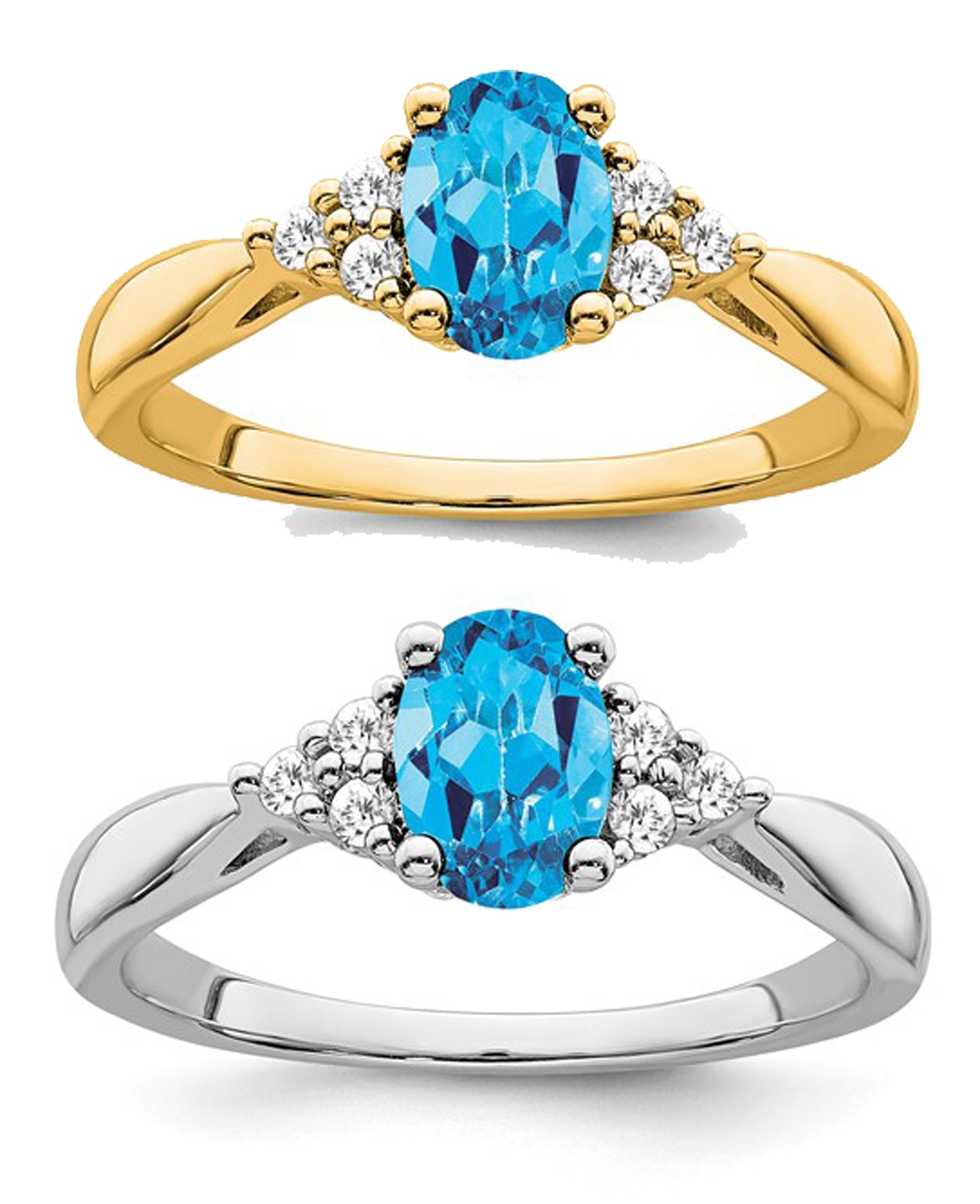 14K White/Yellow Gold Blue Topaz & Diamond Cluster Halo Ring