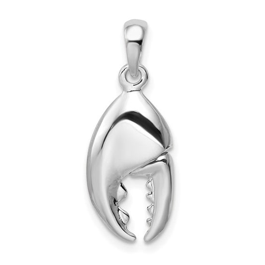 Sterling Silver Rhodium Plated Moveable 3D Lobster Claw Pendant