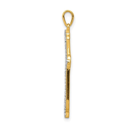 14K White/Yellow Gold Two Tone 1/20 Diamond Cross