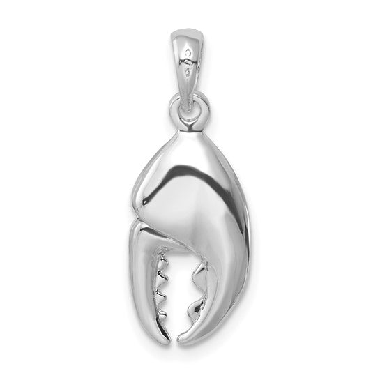 Sterling Silver Rhodium Plated Moveable 3D Lobster Claw Pendant
