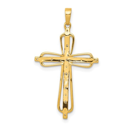 14K White/Yellow Gold Two Tone 1/20 Diamond Cross