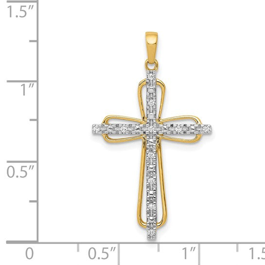 14K White/Yellow Gold Two Tone 1/20 Diamond Cross