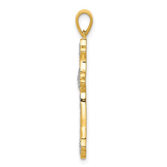 10K/14K Yellow Gold With 1/10 Carat White Diamond Accent