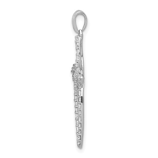 14K White Gold Diamond 1/2 Carat Twist Cross Pendant