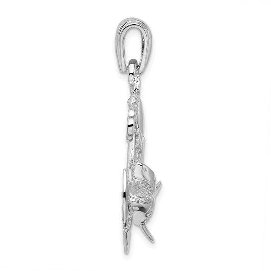 Sterling Silver Rhodium Plated Shark Cross Anchor Nautical Pendant