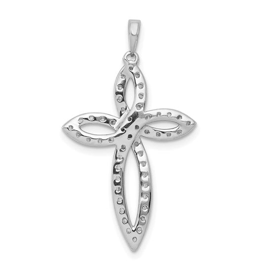 14K White Gold Diamond 1/2 Carat Twist Cross Pendant