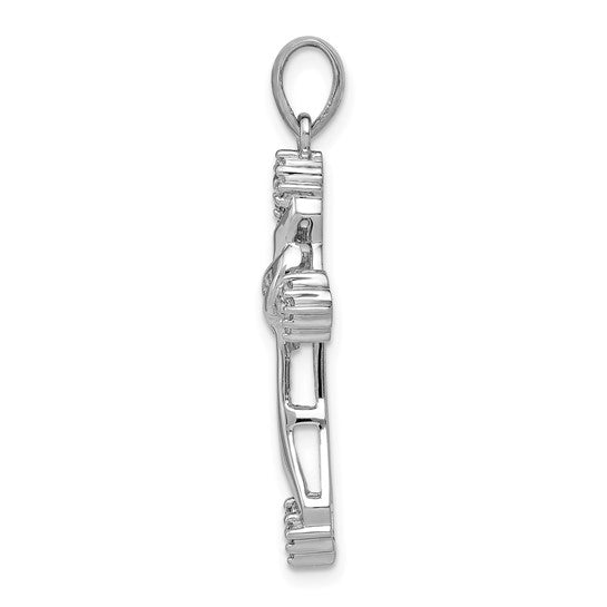 14K White Gold 1/5 Carat Diamond Cluster Cross