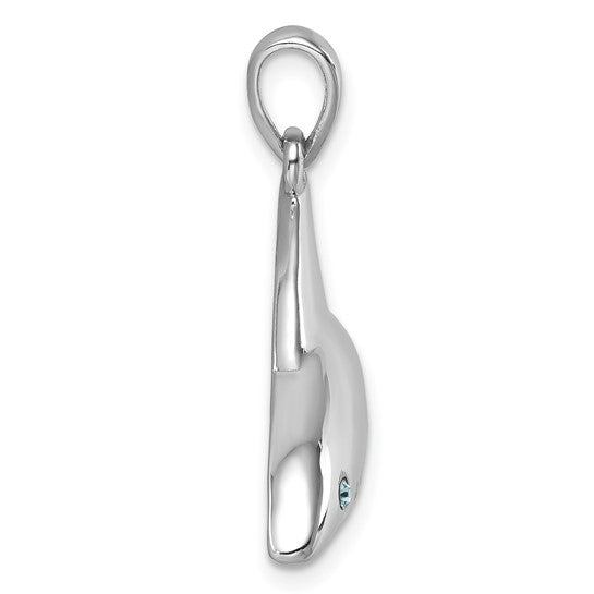 Sterling Silver Crystal Eye Shark Pendant