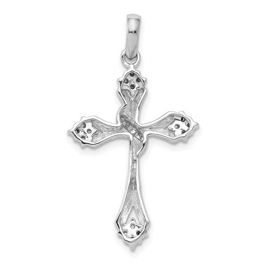 14K White Gold 1/5 Carat Diamond Cluster Cross