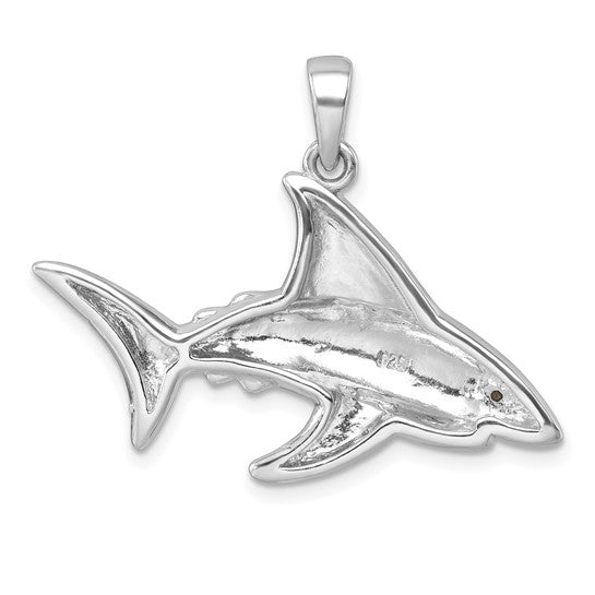 Sterling Silver Crystal Eye Shark Pendant