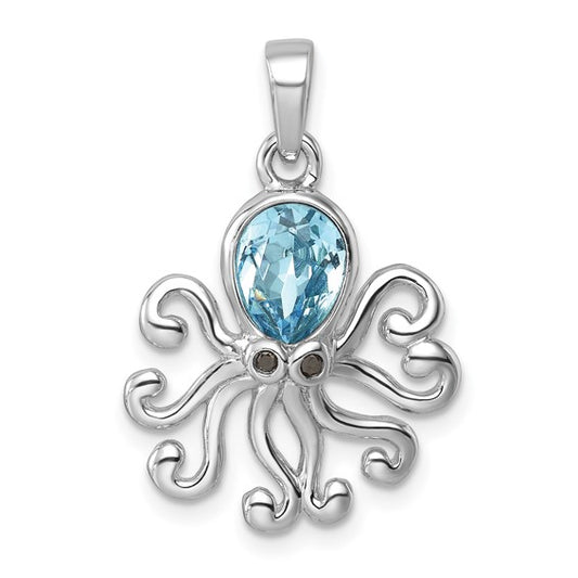 Sterling Silver Crystal Octopus Pendant